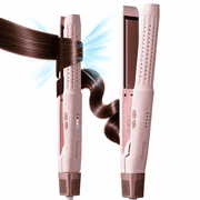 Tideway 360° Airflow Styler Flat Iron Hair Straightener and Curler 2 in 1, Ionic Smoothing with 4 Temp, Pink