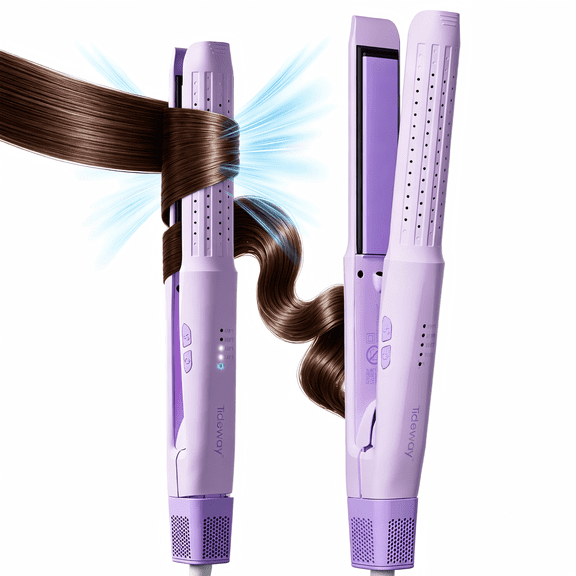 Tideway 360Airflow Styler Hair Straightener and Curler ,Ionic Smoothing with 4 Temperature Control, Purple