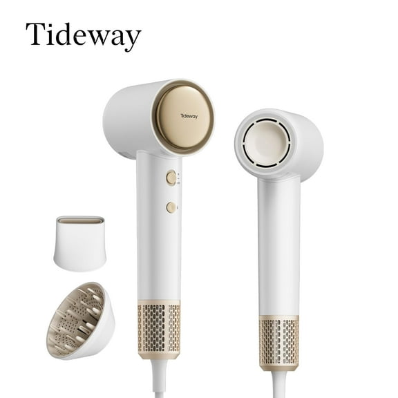 Tideway M02 High-Speed Hair Dryer with Diffuser, 110,000 RPM Brushless Motor, Ionic Care, 4 Heat Settings, Smart Thermo Control, Gold