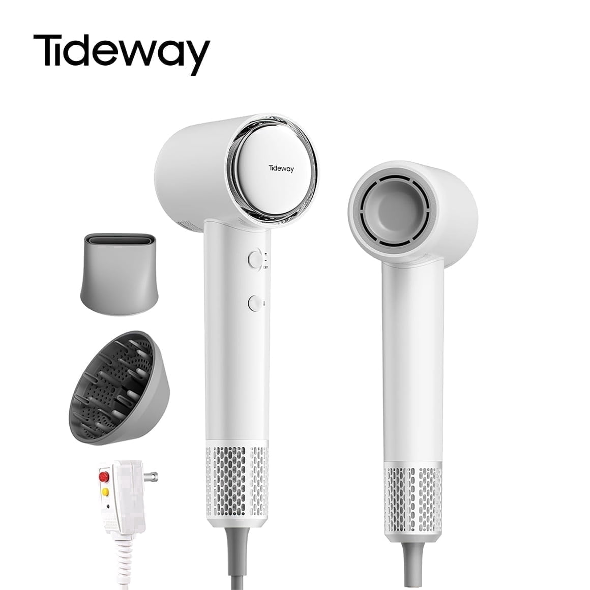 Tideway US Tideway Titanium High-Speed Hair Dryer, 110,000 RPM Brushless Motor, Ionic Technology, 4 Heat Settings, Smart Thermo Control, gray