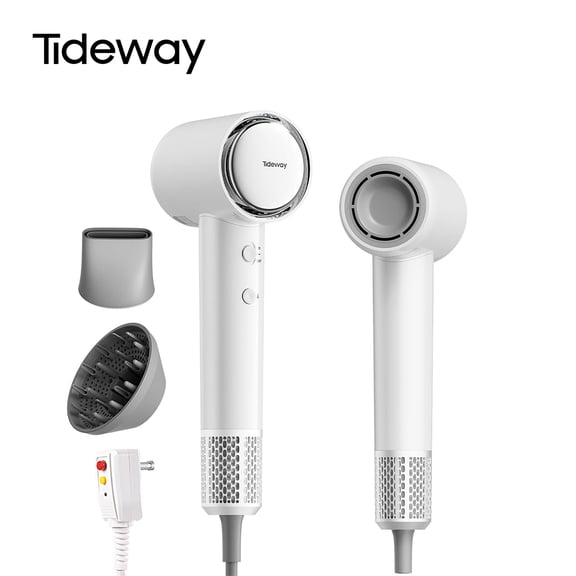 Tideway C02 Titanium High-Speed Hair Dryer, 110,000 RPM Brushless Motor, Ionic Technology, 4 Heat Settings, Smart Thermo Control, gray
