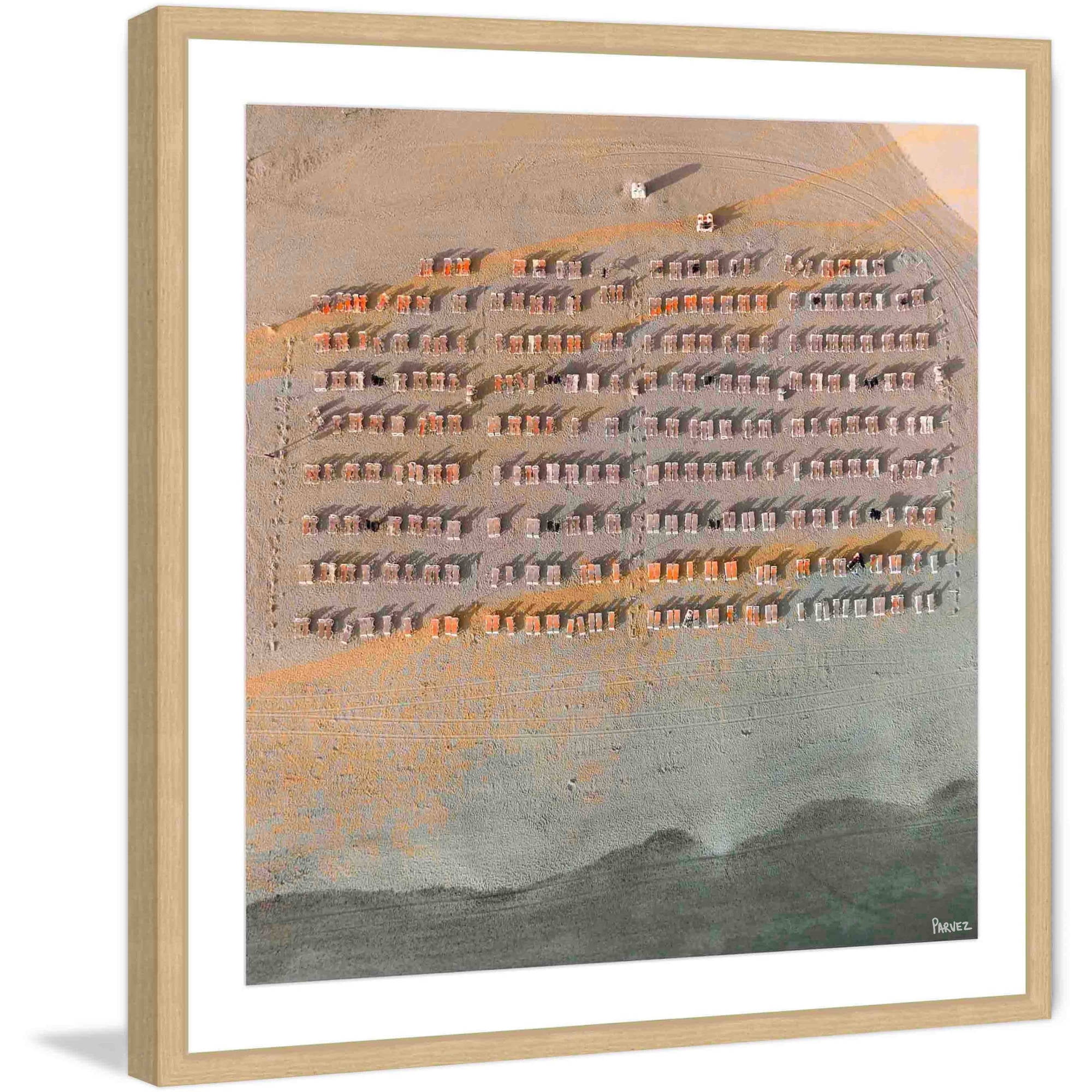 "Tidy Beach Chairs" Framed Painting Art Print, 12" x 1.5"
