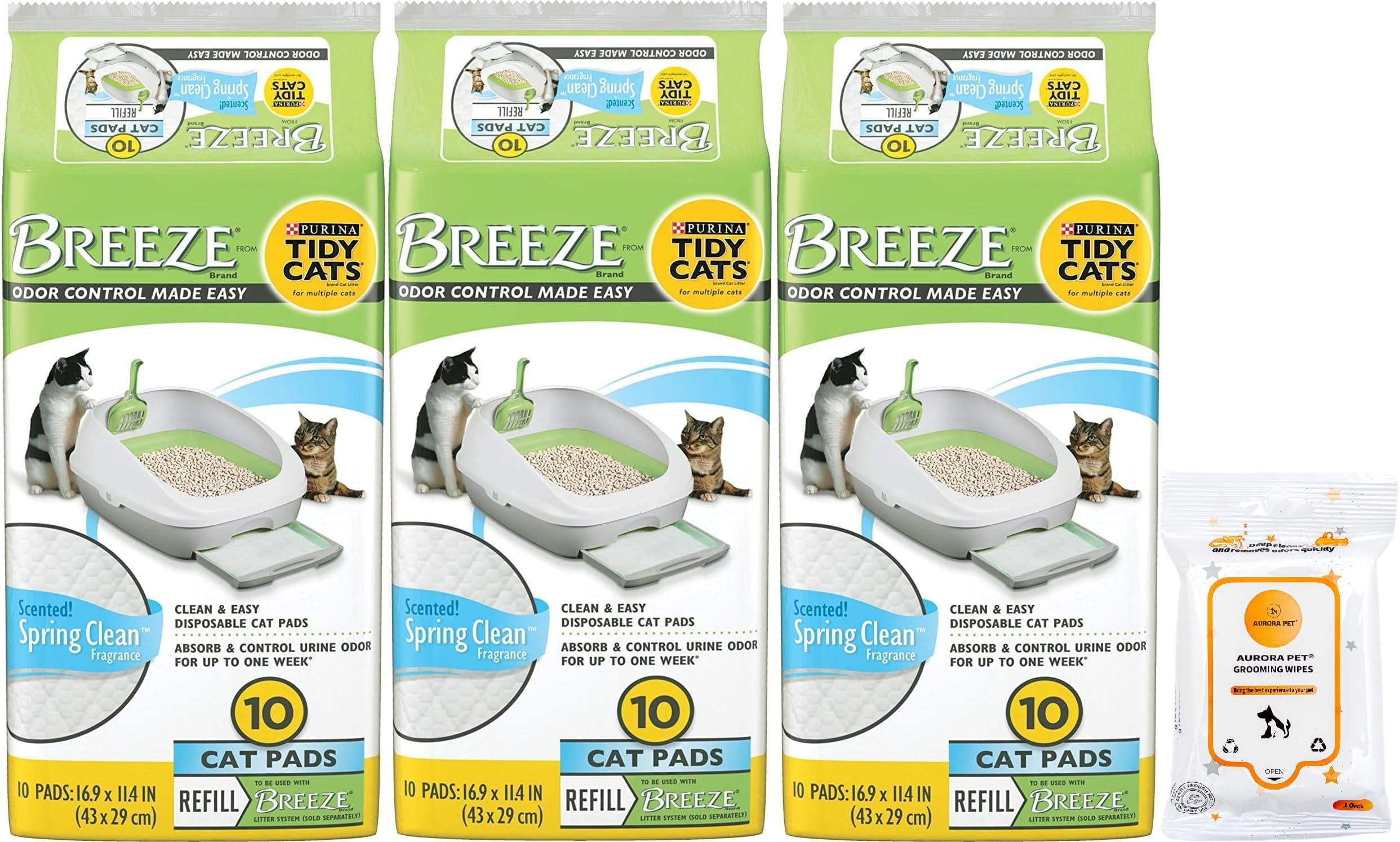 Tidy Cat Breeze Spring Clean Cat Pads Refill Pack (3) 10-Count with ...