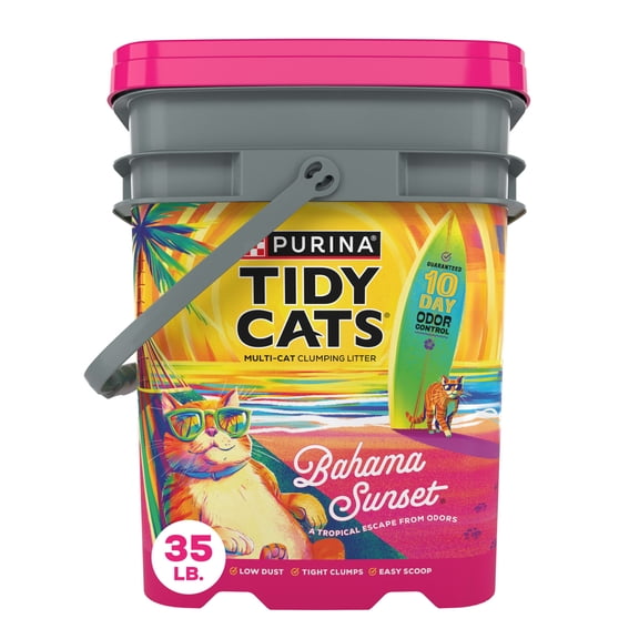 Purina Tidy Cats Clumping Odor Control Cat Litter, Bahama Sunset Scent, 35 lb Pail