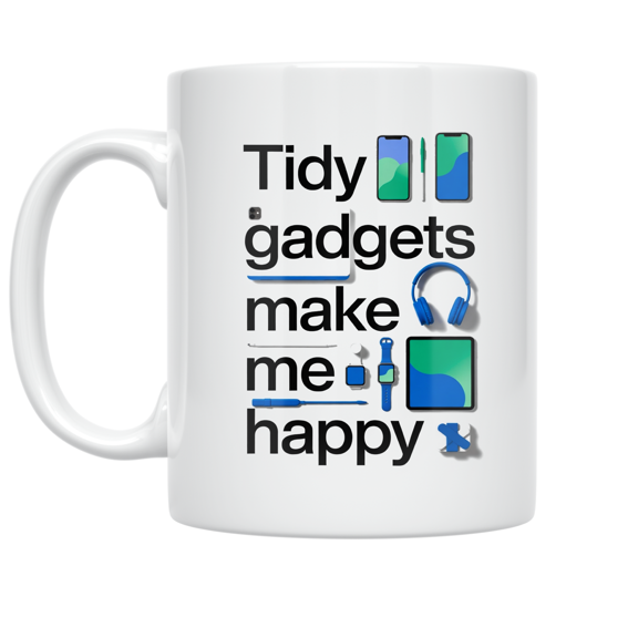 Tidy Gadgets Make Me Happy - Tech Organization Enthusiast - 11 oz Ceramic Coffee Mug