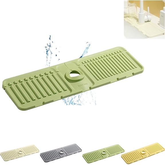 Tidy Splash Faucet Guard & Draining Mat, 2024 New Tidy Splash Draining Mat, Tidy Splash Sink Ma, Tidysplash Draining Mat, Silicone Sink Splash Guard, Silicone for Sink (white, 17.5*5.7in)