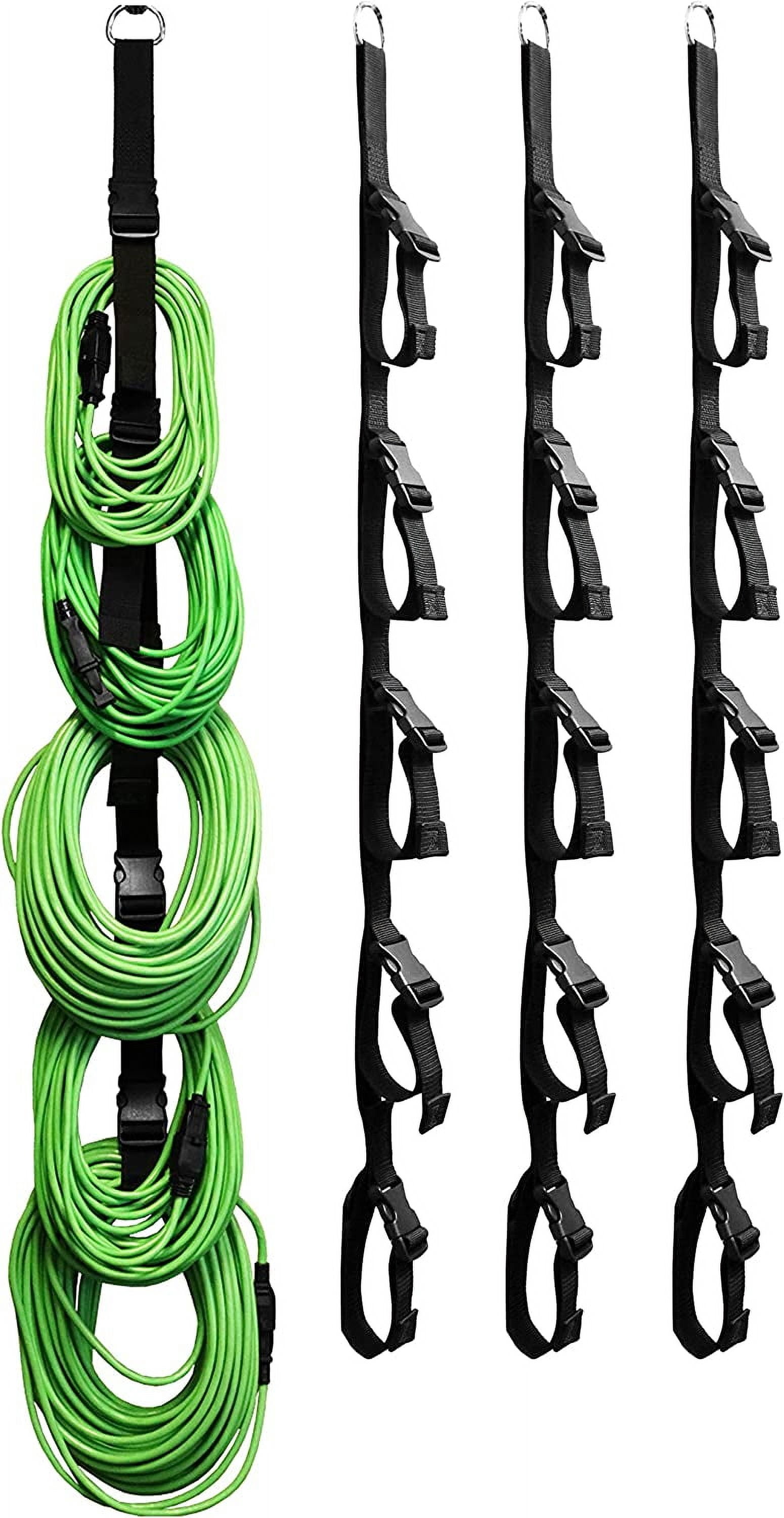 Hook & Hang Bungee Cords (3-Pack, Green) - Storage Organizer For Hoses, Ladders, Bikes, Tools - Holds Up To 50 Lbs
