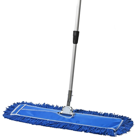 Tidy Tools 24 Inch Commercial Dust Mop for Floors, Dry Mop Head, Adjustable Broom Handle, Blue