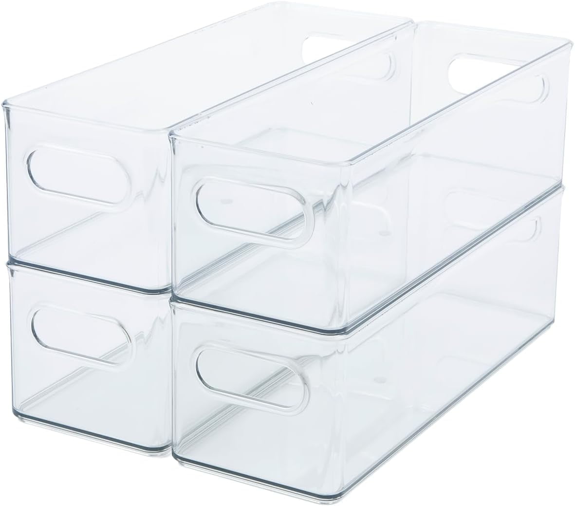BOLLSLEY 6 Pack Deep Plastic Kitchen Storage Organizer Container Bin for  Pantry, Cabinet, Cupboard, Shelves, Fridge, or Freezer - Holds Dry Goods,  Sauces, Condiments, Bottled Drinks, or Snacks, Clear 