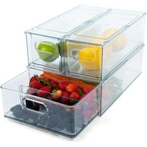 Tidy Tools Clear Refrigerator Organizer Bins For Pantry Organization and Food Storage, Stackable Plastic Storage Bins With Pull-Out Drawer – Kitchen and Pantry Storage Containers, 3 Pack