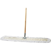 Tidy Tools Industrial Dust Mop for Floor Cleaning, Floor Mop Wood Handle, 48 Inch Cotton Head, White