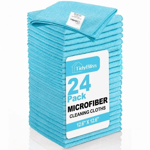 TidyBliss 24 Pack Microfiber Cleaning Cloths, Size: 12.6 x 12.6 (Blue)
