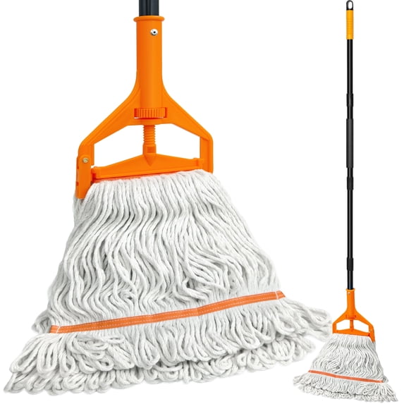 TidyBliss Commercial Mop Heavy Duty with 55 inches Long Handle (Orange)