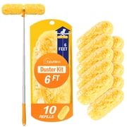 TidyBliss Dusters for Cleaning with Extension Pole 70 inches and 10 Refills Orange