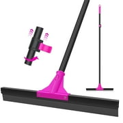 TidyBliss Floor Squeegee Broom with 58.3 inches Long Handle for Garage Rose Red