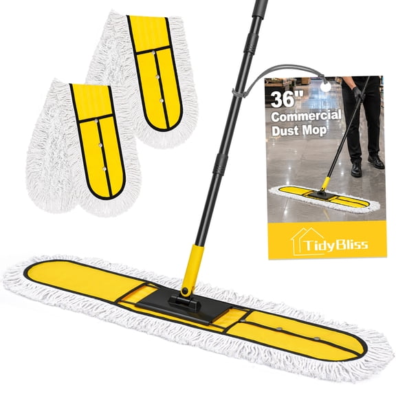 TidyBliss 36 Commercial Dust Mop for Floor Cleaning, Large Industrial Janitor Broom