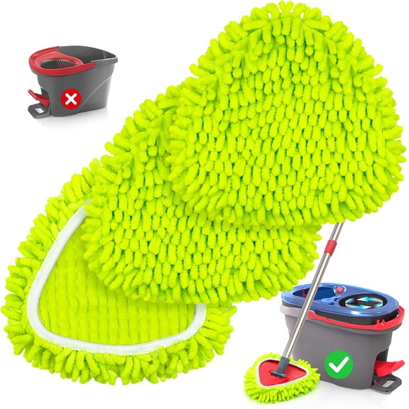 ZenClean Microfiber Mop Head Replacement 3 PCS Fit for EasyWring 2 Tank System (Green)