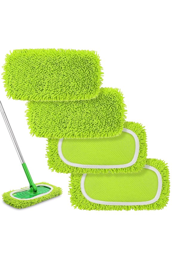 Reusable Microfiber Mop Pads 4 Pack Compatible with Sweeper
