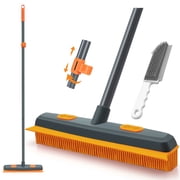 TidyBliss Pet Hair Removal Broom with Rubber Squeegee Gray Orange