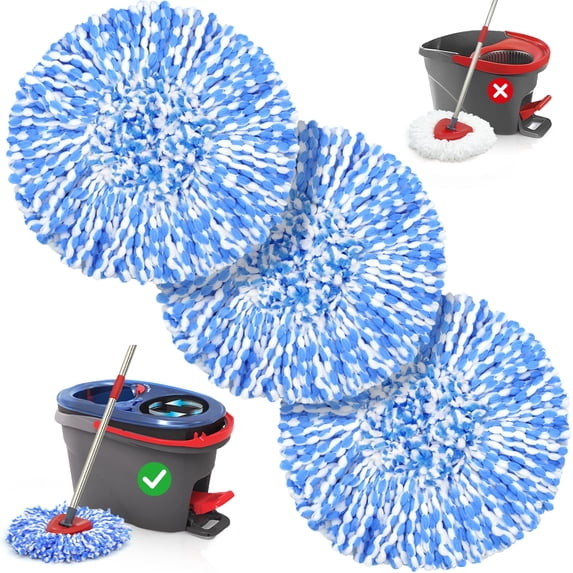 TidyBliss Spin Mop Replace Head 3 Pack for RinseClean 2 Tank System