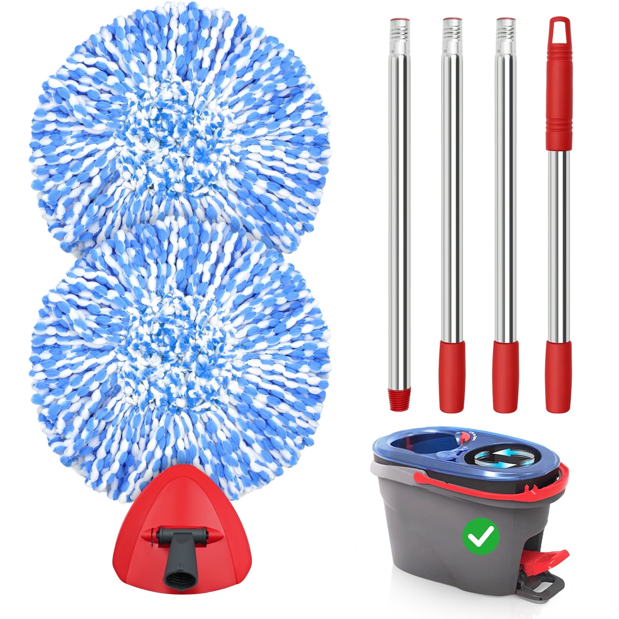 TidyBliss Spin Mop Replacement Heads 2 Pack with Triangle Base and 58 ...
