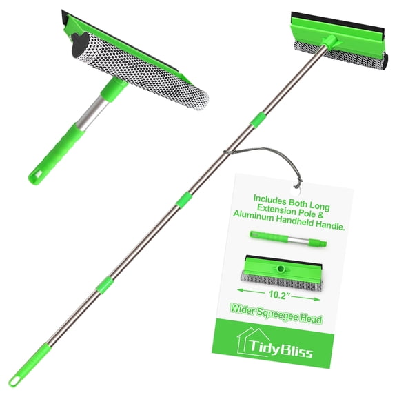 TidyBliss Window Squeegee for Home with Extension Pole 56" (Green)