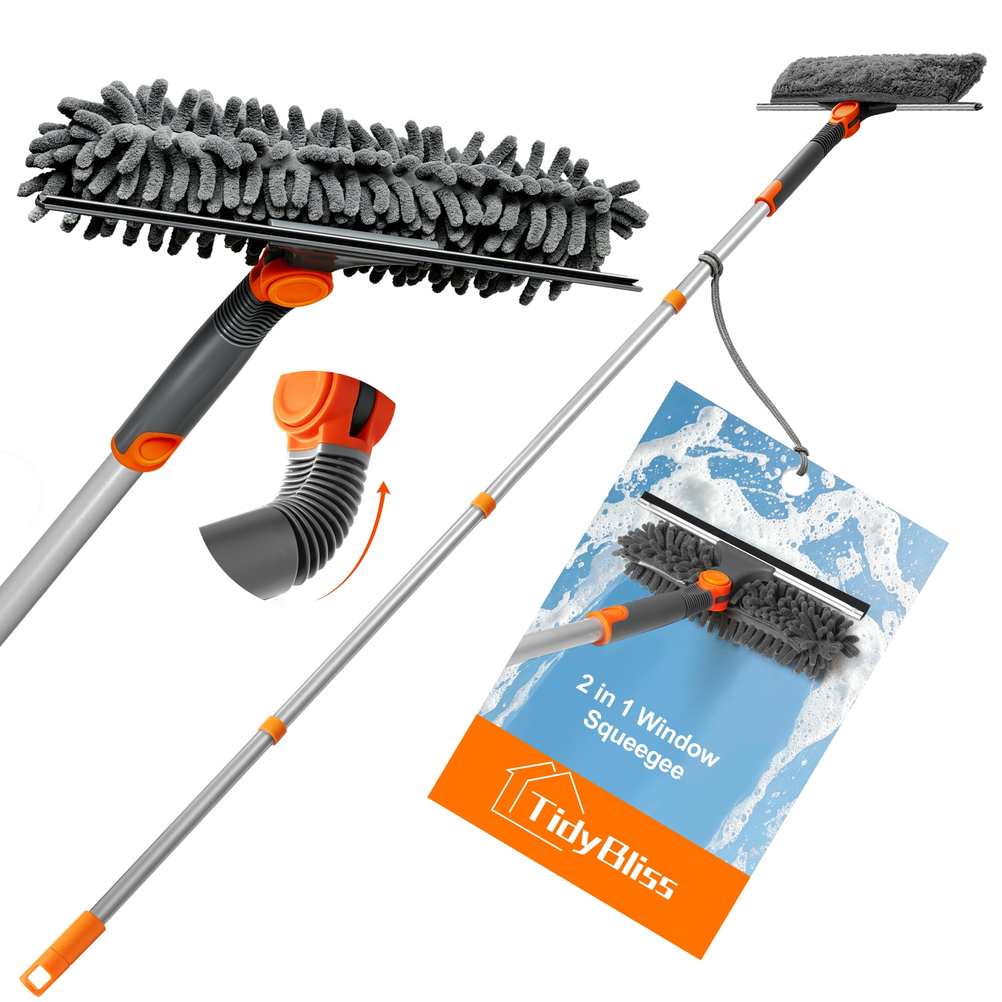 TidyBliss 2in1WindowSqueegeeCleanerTool for Home (Orange)