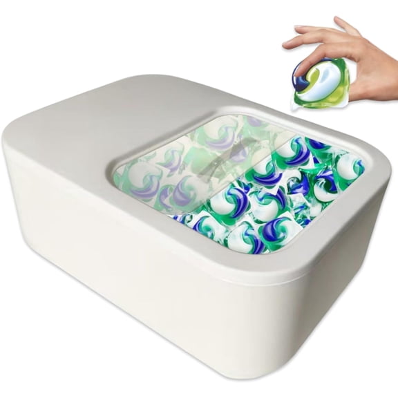 TidyFriend Laundry Pods Container with Slide Lid, 11.8" x 8.6" x 4.5", Airtight Storage Keeps Pods Fresh, Holds 910 lbs or 100130 Pods, Laundry Detergent Container & Dishwasher Pod Holder (White)
