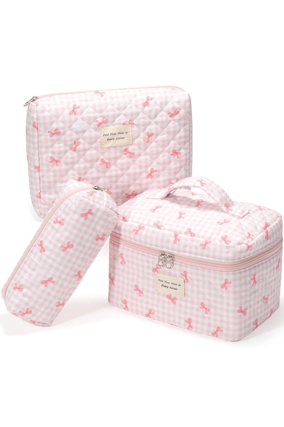 3 Piece Makeup Bag Set Mini, Small & Large Cosmetic Bags