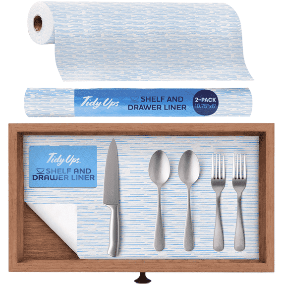 TidyUps Shelf Liner, Blue Current, 10.75 x 6 in, Non-Slip Drawer and Cabinet Liner, 2 Pack