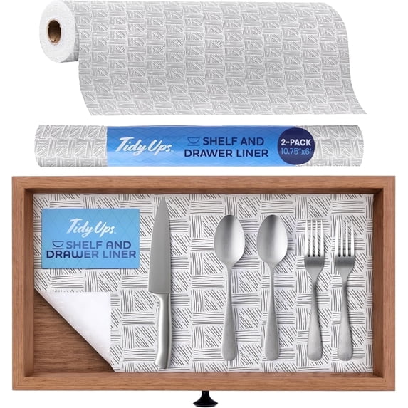TidyUps Shelf Liner, Crosshatch, 10.75 x 6 in, Non-Slip Drawer and Cabinet Liner, 2 Pack