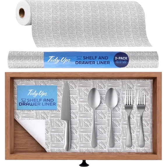 TidyUps Shelf Liner, Crosshatch, 19.5 x 6 in, Non-Slip Drawer and Cabinet Liner, 2 Pack