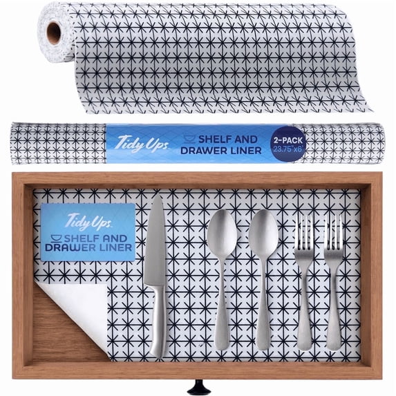 TidyUps Shelf Liner, Midnight Grid, 23.75 x 6 in, Non-Slip Drawer and Cabinet Liner, 2 Pack