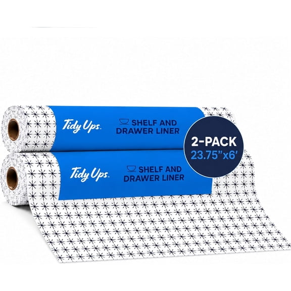 TidyUps Shelf Liner, Midnight Grid, 23.75 x 6 in, Non-Slip Drawer and Cabinet Liner, 2 Pack