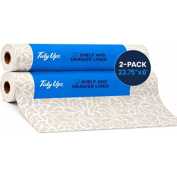 TidyUps Shelf Liner, Sandstone Petals, 23.75 x 6 in, Non-Slip Drawer and Cabinet Liner, 2 Pack