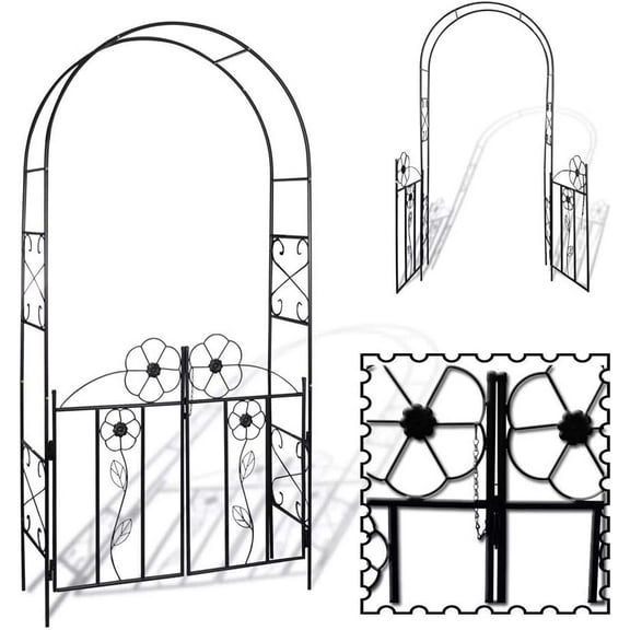 Tidyard Garden Arch/Gate Door Arbor Trellis Arbour Archway for Climbing Plants for Lawn Backyard Patio Dimension: 45.3inch x 14.6inch x 90.6inch (L x W x H)