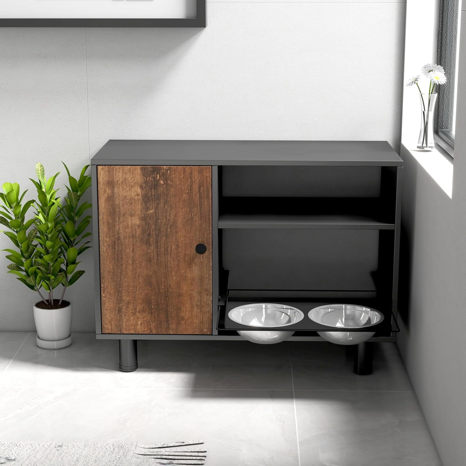 Tidyard Large Pet Feeder Station, Dog Food Storage with