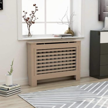Airwave Vertical Line Radiator Cover - Unpainted MDF, Adjustable Width 141-205cm, H81.5 X D19cm