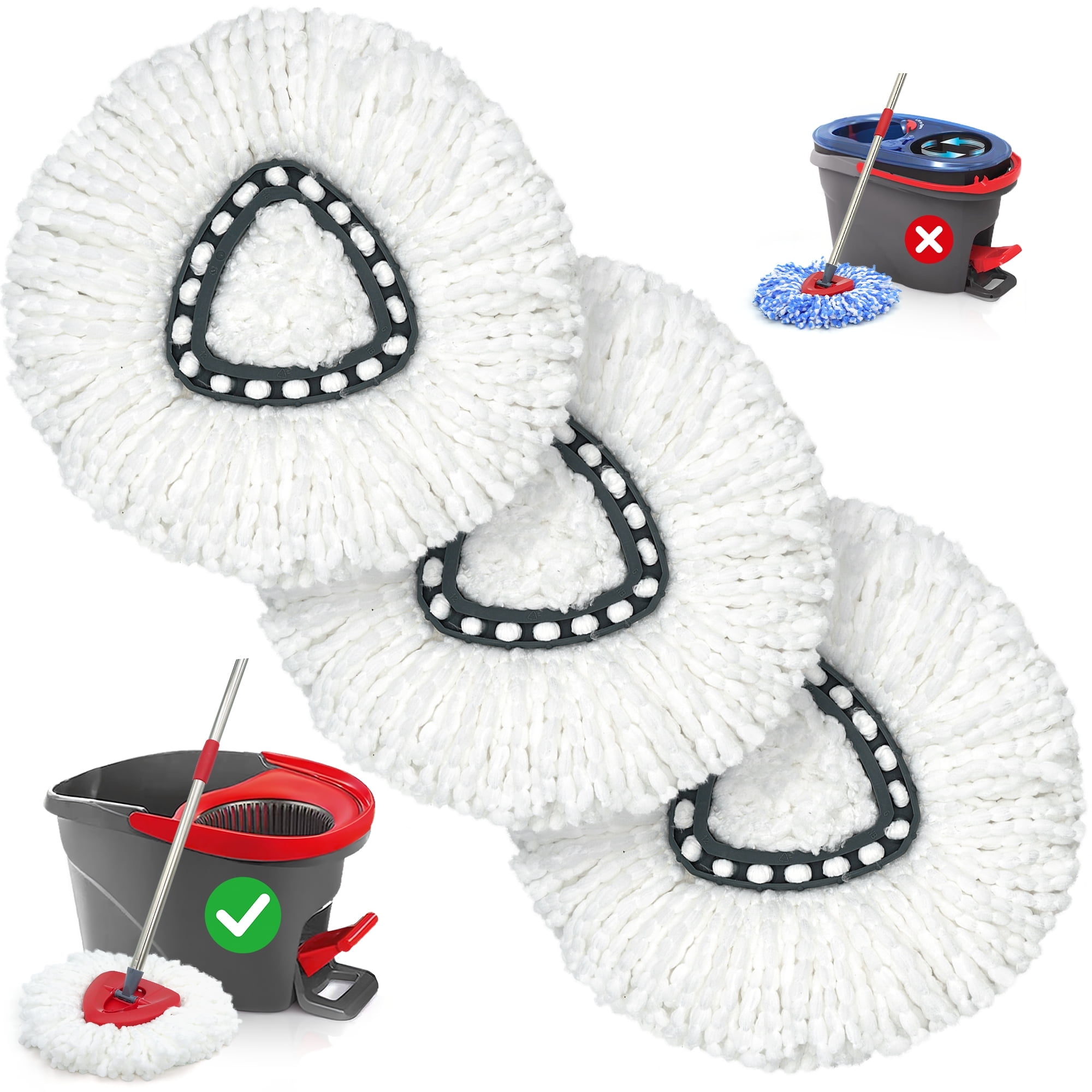TidyBliss Spin Mop Replace Head 3 Pack for O-Cedaar EasyWring 1 Tank System