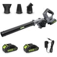 thumbnail image 1 of 20V Cordless Leaf Blower with 2 Batteries & Adapter Charger, Lightweight 190 CFM 160 MPH Blower, 3 Speeds, 3 Nozzles for Light-Duty Patio, Sidewalk, Driveway & Yard Cleanup, 1 of 8
