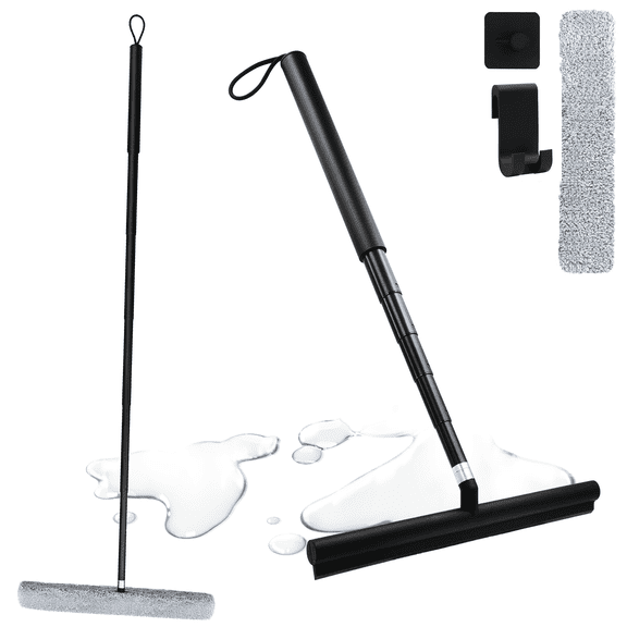 Tidymend Shower Squeegee for Glass Doors, 12-47'' Telescopic Window Squeegee for Shower Glass, Floor, Car Windshield