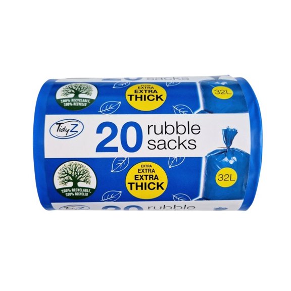 Tidyz Ultimate Jumbo Plastic Roll Rubble Sacks (Pack of 20)