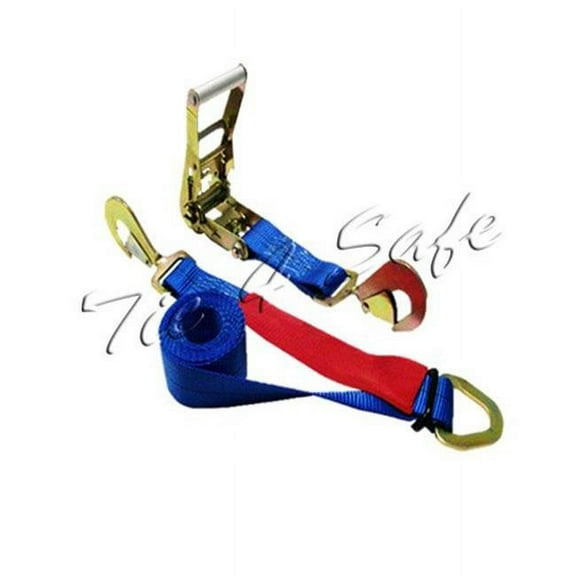 Tie 4 Safe  2in. x 8ft. Combo Ratchet & Axle Strap with D Ring & Adjustable Axle Strap Blue - 4 Piece