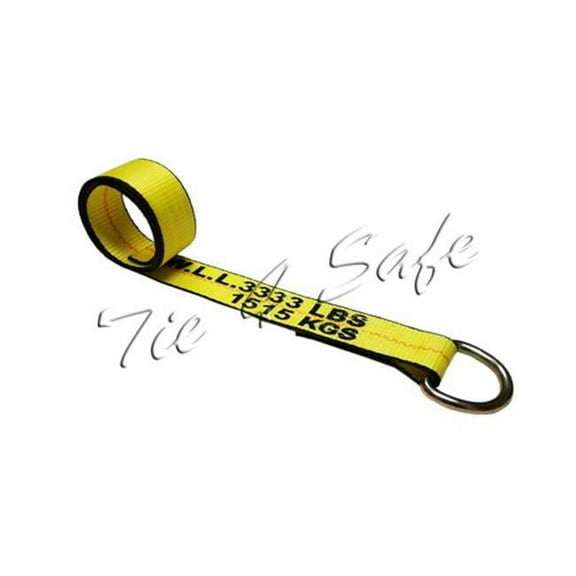 Tie 4 Safe TWS21-510-W27-Y-8 2 in. x 10 ft. Lasso Strap with D-Ring - Yellow, 8 Piece