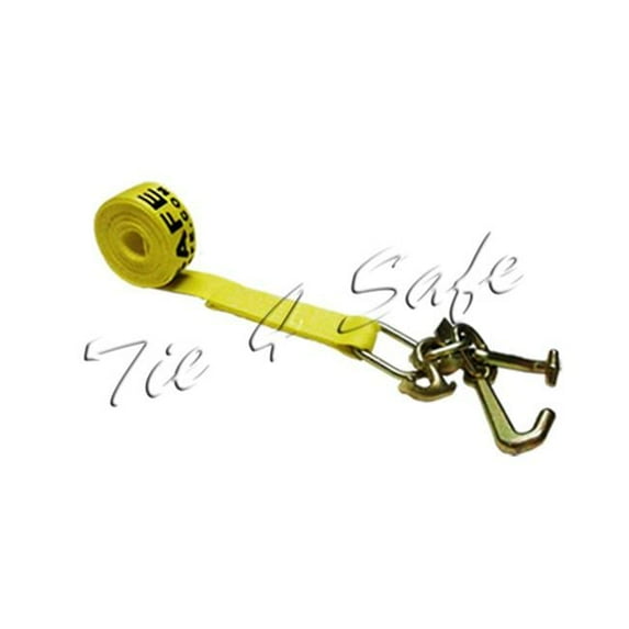 Tie 4 Safe TWS65-5210-RTJ-Y-2 2 in. x 10 ft. Replacement Strap with RTJ Cluster Hook, Yellow - 2 Piece