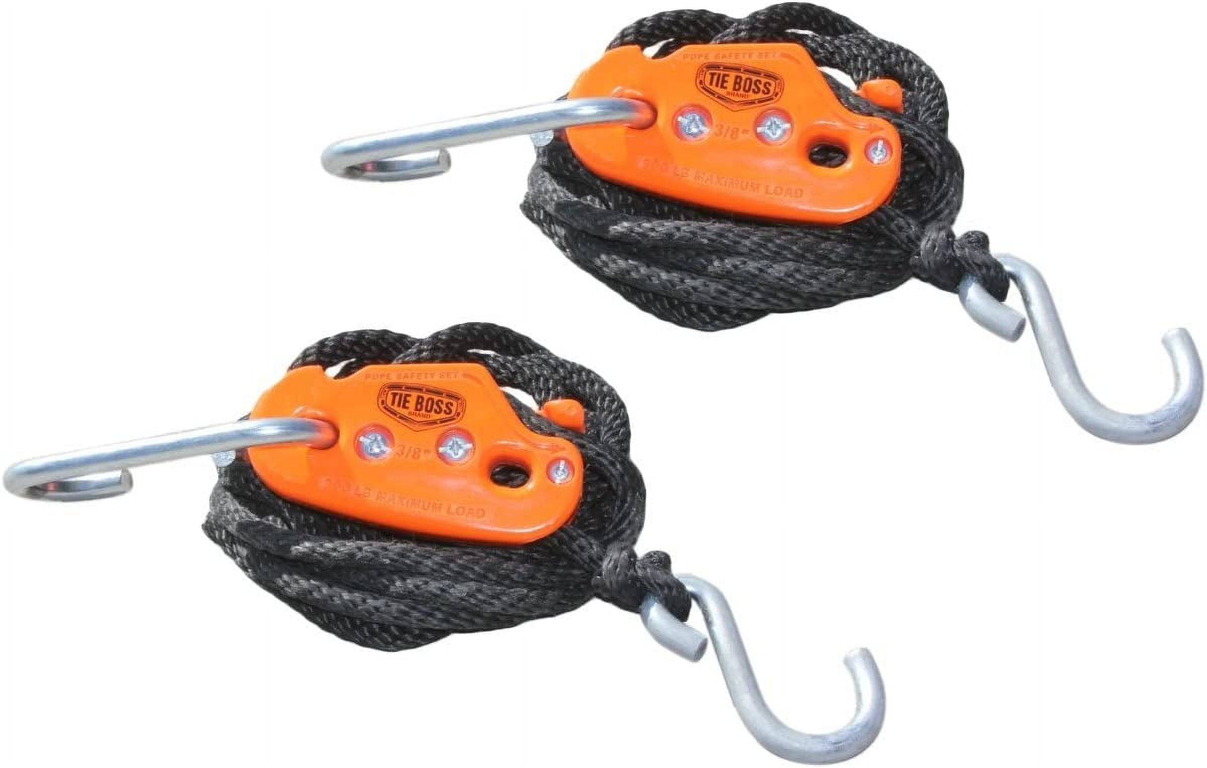 Tie Boss Tie Down/Pulley with 10Feet Rope, 3/8Inch, 2Pack