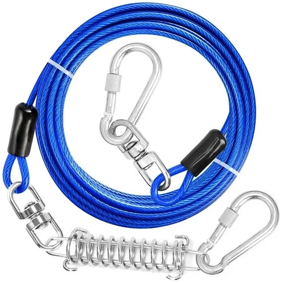 Tie Out Cable for Dog,16FT Dog Leads with Swivel Hook and Shock Spring,Heavy Duty Tie Out Cable for Large Dogs Up to 125lbs,Durable Dogs Runner Tether Line for Outdoor,Yard