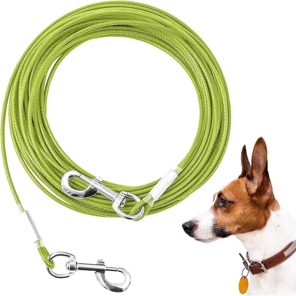 Mi PupJoy Tie Out Cable for Dogs,20FT Dog Leads with Swivel Hook and Shock Spring,Heavy Duty Tie Out Cable for Large Dogs up to 125lbs,Durable Runner Tether Line for Outdoor,Yard