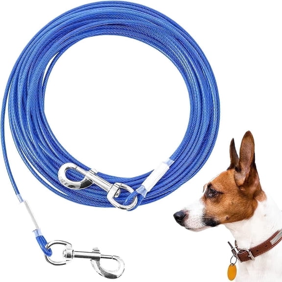 Mi PupJoy Tie Out Cable for Dogs,30FT Dog Leads with Swivel Hook ,Heavy Duty Tie Out Cable for Large Dogs up to 125lbs,Durable Runner Tether Line for Outdoor,Yard