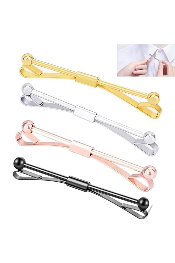 Tie Clip Set of 4, Multicolor Metal Collar Pins, Shirt Collar Bar, Necktie Pins Clasp Lapel Stick Brooch for Men, Business, Office, Wedding, Party Dress Accessories Topboutique